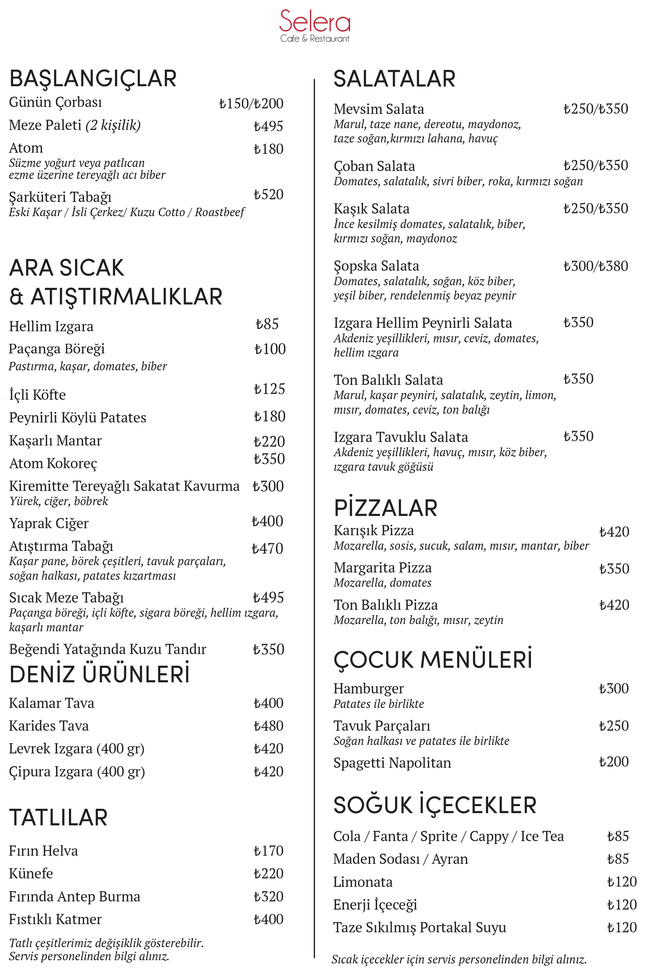 Menu Page 1